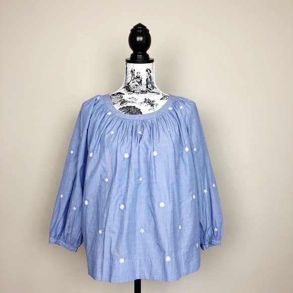 NWOT J. CREW The Perfect Top with Embroidery - Picture 2 of 7